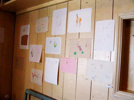 Yumi sketches on wall Yumi sketches on wall