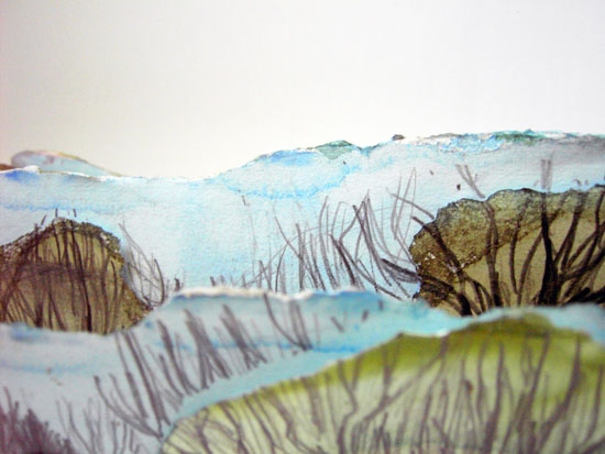 Detailing the walk, more marks with pencil. The story of the walk is coming to life