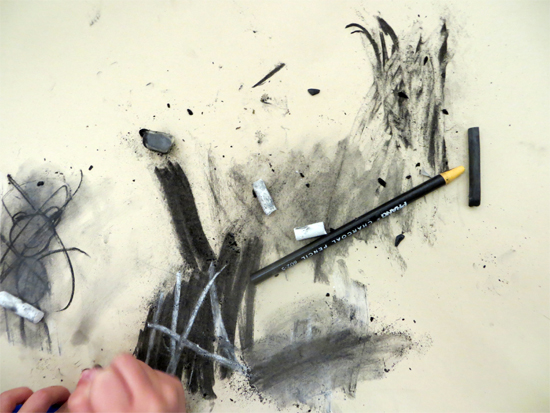 9 Actions of using charcoal - a guided whole class introduction.