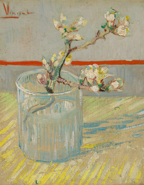 Vincent van Gogh (1853 - 1890) Sprig of flowering almond in a glass, 1888 Arles oil on canvas, 24.5 x 19.5 cm Van Gogh Museum, Amsterdam (Vincent van Gogh Foundation) s184V/1962 F392
