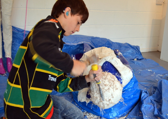 Student works - carving into the plaster to create hair