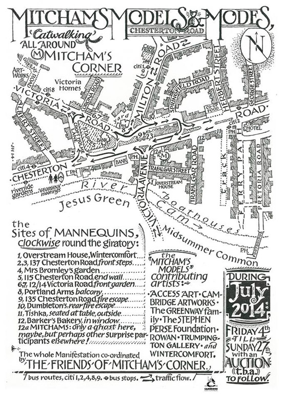 Map of Mitcham's Corner and artists and organisations participating in the 'Mitcham's Models' project by Jon Herns