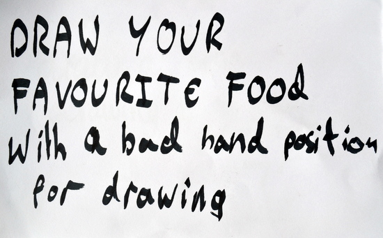 Draw your favorite food with a bad hand position - Drawing prompt by teenager at AccessArt's Drawing Class for Teenagers