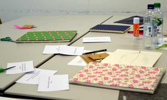 Pink Pig sketchbooks with AccessArt drawing prompt cards