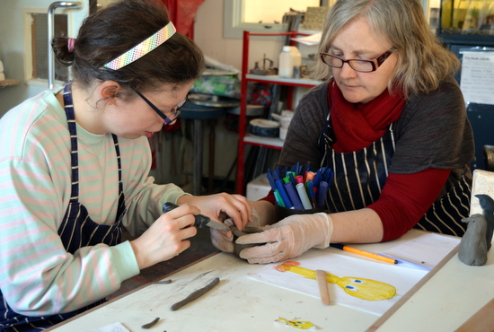 Rosie works on initial shaping of Tweety Pie