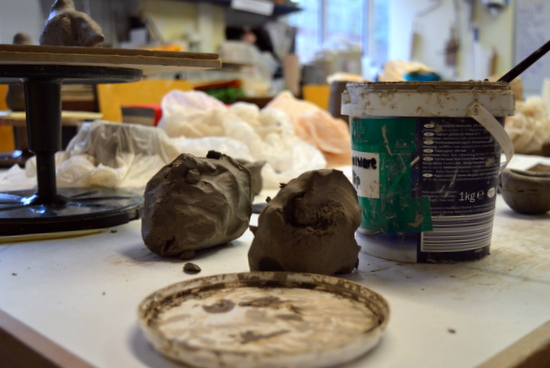 A lot of stoneware clay and slip is used at Rowan, and any excess is re used