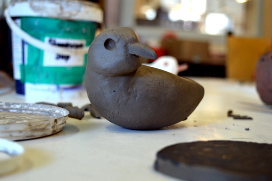 Mark's dotterel bird ready to apply coloured slip