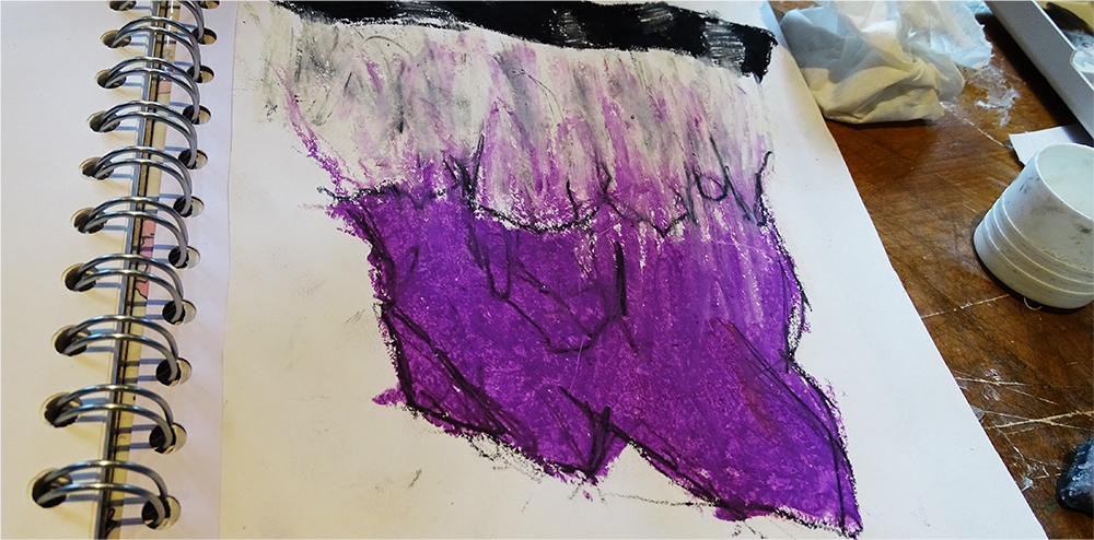 Children explored graphite and oil pastel