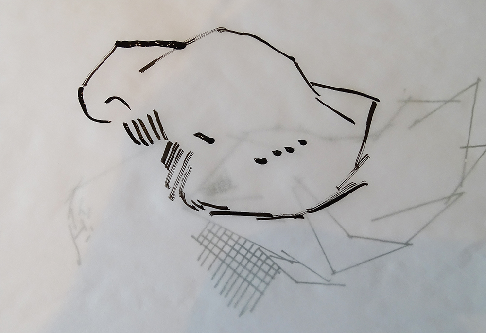 Nib and Ink Drawing over tracing paper