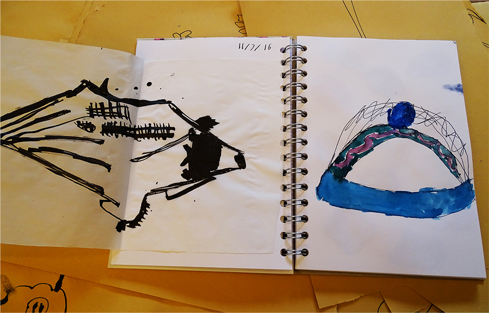 Finally children enjoyed collating their drawings into their sketchbook, and making new sketchbooks drawings in response