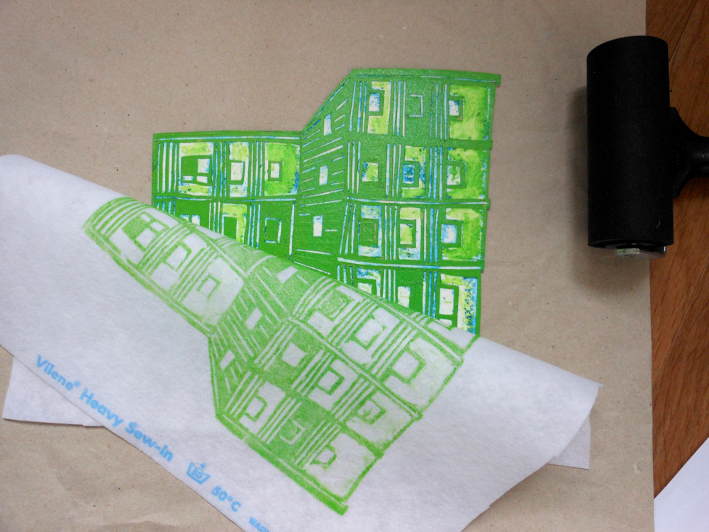 Collagraph, collage and stitch: make a image of your home on fabric