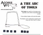 A beautifully illustrated resource which aims to provide children and young people with easy to access information about how to choose AND use the right tool for the right job. [themify_button style="xlarge block" link="https://www.accessart.org.uk/the-abc-of-tools-pdf-download/" color="#d1cf30" text="#000000"]Download the PDF![/themify_button]