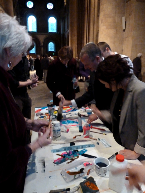 Friends and family of David Measures painting in Southwell Minster