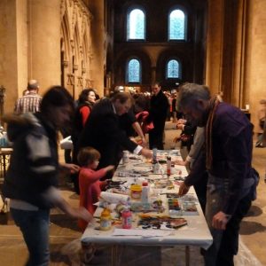 Friends and family of David Measures painting in Southwell Minster
