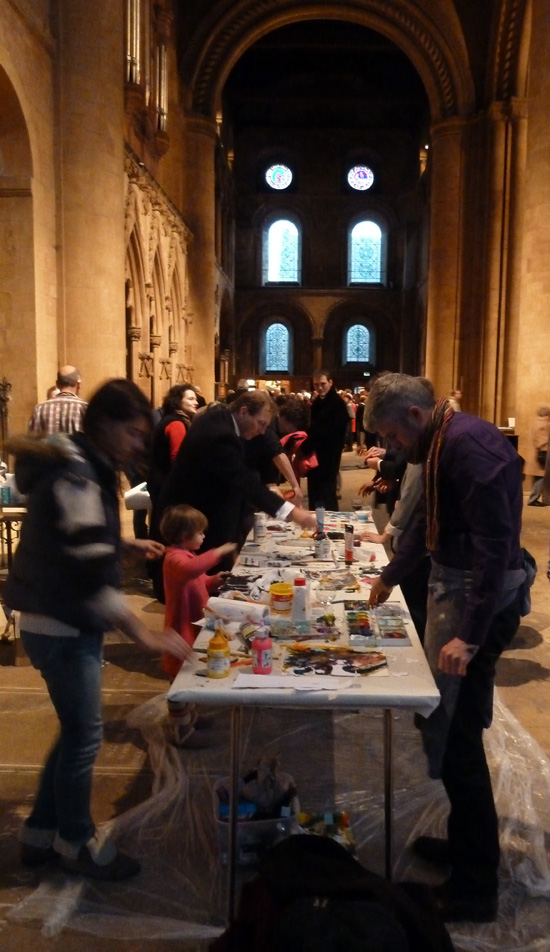 Friends and family of David Measures painting in Southwell Minster