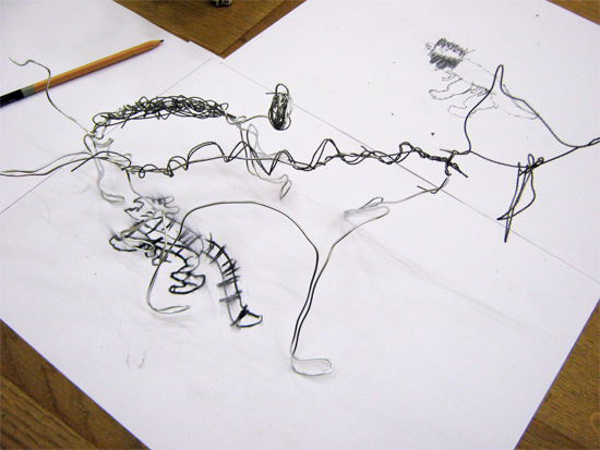 Drawing with Wire like Calder: Wire Tiger