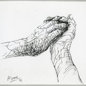 The Artist’s Hands 1981 HMF 81(131) pencil, ballpoint pen on Bockingford white wove 227 x 253mm photo: The Henry Moore Foundation archive Reproduced by permission of The Henry Moore Foundation archive