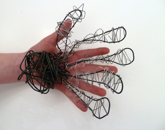 Teenagers in AccessArt's Experimental Drawing Class explore drawing their bodies with wire.  They were asked to think about how they feel physically from within and try and find a way of expressing that with wire. The exercise was about finding a way to ‘represent’ physical sensations using form.