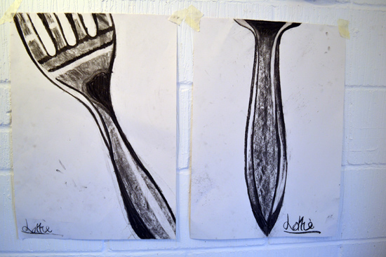 knife and fork in charcoal knife and fork in charcoal