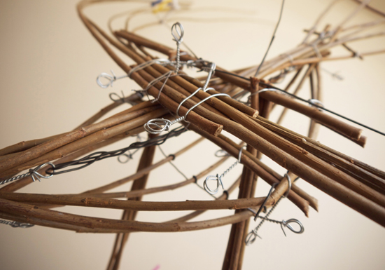 Traditionally used for basket weaving and garden sculpture, withies, or willow sticks, are a versatile construction material, ideal for exploring sculptural form and ‘drawing in space’ with line.