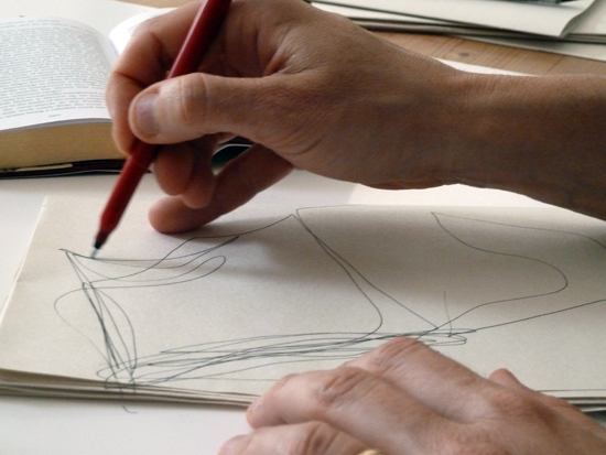 drawing in sketchbook