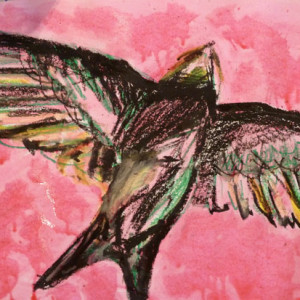 Creating wax resist drawings of birds