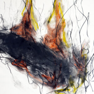 Fire drawing pushed further again: oil pastel and oil