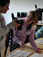 Girls working on animation workshop