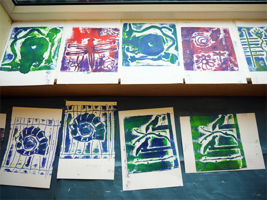 making collagraphs: finished collagraphs