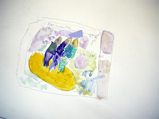 Using collage and mark-making to develop fish studies into highly personal drawings.
