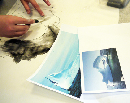 Sketching icebergs with soluble graphite After school art club: Sketching icebergs with soluble graphite