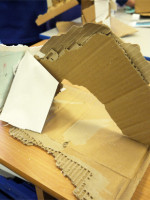 Cardboard, tissue paper and gaffa tape iceberg