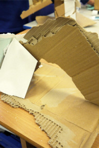 Cardboard, tissue paper and gaffa tape iceberg