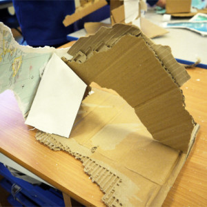 Cardboard, tissue paper and gaffa tape iceberg