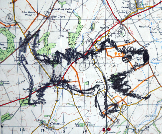 Drawing exercise: mark making on maps