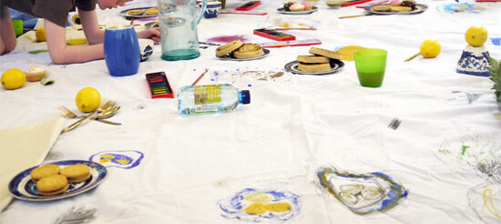 Communal drawing, drawing the picnic!