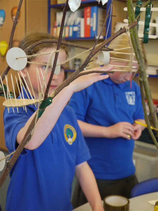 Children were encouraged to think about how to balance their tree houses