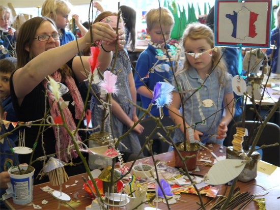 Art week: making treehouse sculptures - a whole school project