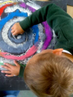 Drawing a spiral with chalks