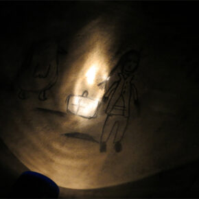 Drawing in charcoal by torchlight