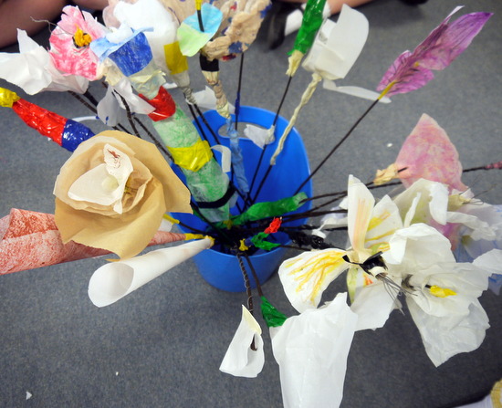 Create a flower bed of sculptural flowers
