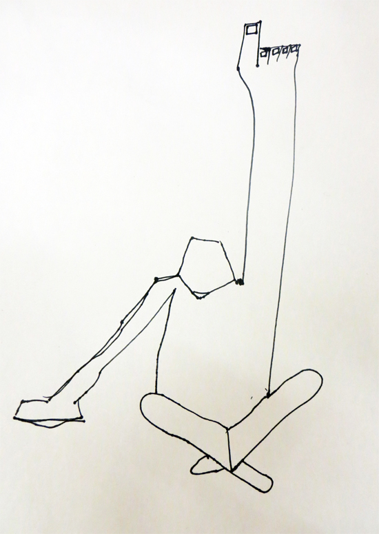 Short, straight, rhythmical marks: I like the sense of space within the body in this drawing, and the shape created by the crossed legs Short, straight, rhythmical marks: I like the sense of space within the body in this drawing, and the shape created by the crossed legs