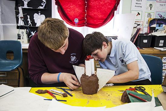 Students at Swavesey Village College work with mixed media - inspired by Susie Olczak