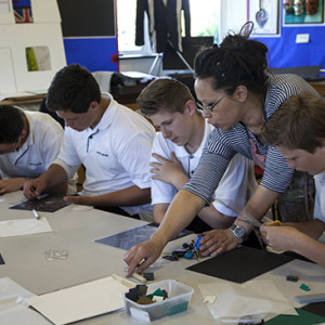 Students are encouraged to experiment with texture and line while mark making on their acetate
