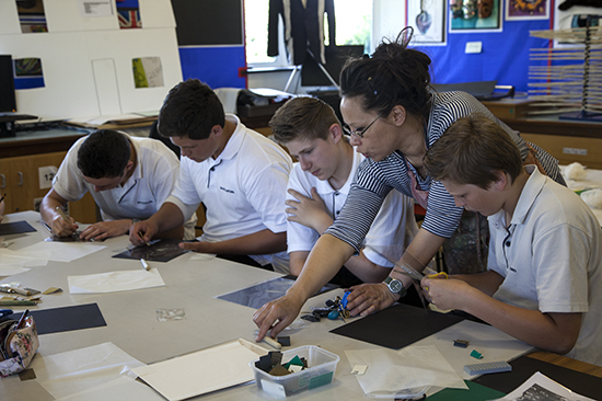 Students are encouraged to experiment with texture and line while mark making on their acetate