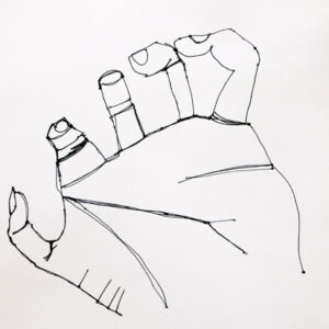 Simple continuous line drawings of hands