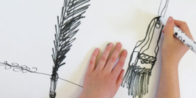 Line drawing of feathers