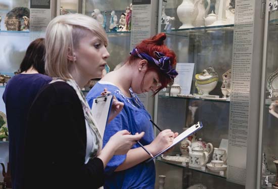 Phoebe Cummings leads students at the V&A, London, over a three month period to create a site-specific group piece from unfired clay which was inspired by the historical 2D designs found on 19th century British tableware in the collection.
