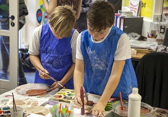 Pupils explore mark making with paint