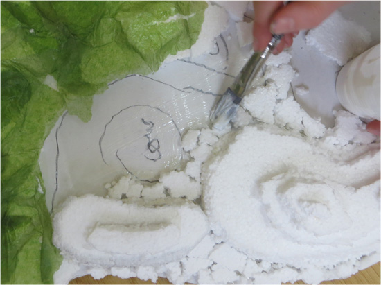 Using sheets of polystyrene to build landscape contours